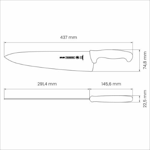 Professional Master Black Cooks Knife 12", 29cm - Tramontina