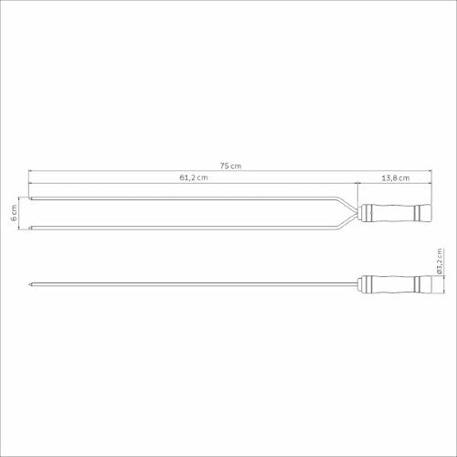 Heavy Duty Duel Prong Stainless Steel Skewer Wood Handle 75cm - Tramontina