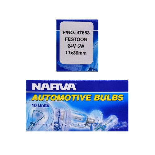 Narva - Globe 24v 5w 11x36mm Festoon Pk10