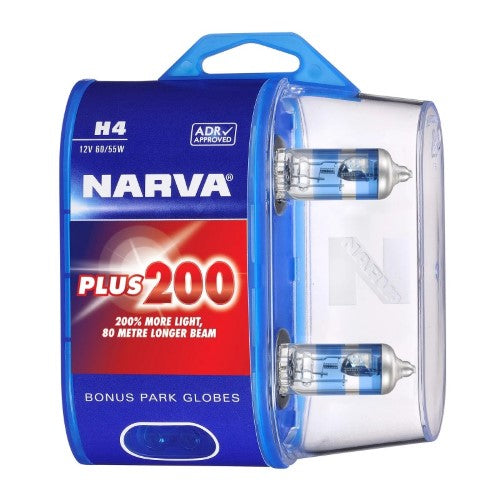 PLUS200 H4 12V 60/55W P43T TWIN PACK - NARVA