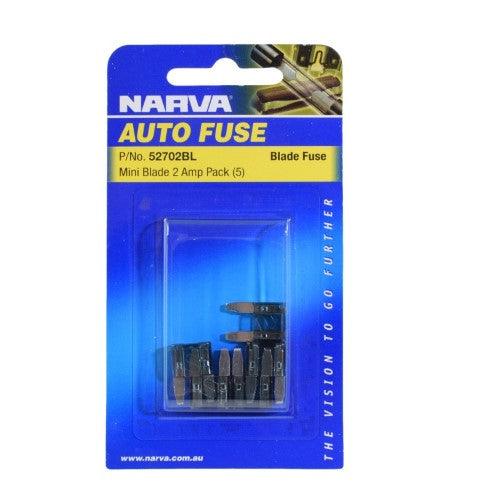 Mini Blade Fuse - 2 Amp Grey (Blister Pack Of 5)
