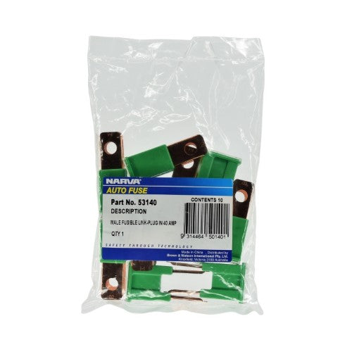 40 AMP GREEN MALE PLUG IN FUSIBLE LINK (Box Of 10)