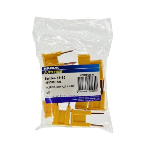 Male Plug In Fusible Link - 60 Amp Yellow (Box Of 10)