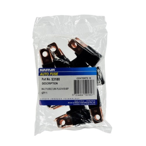 Male Plug In Fusible Link - 80 Amp Black (Box Of 10)
