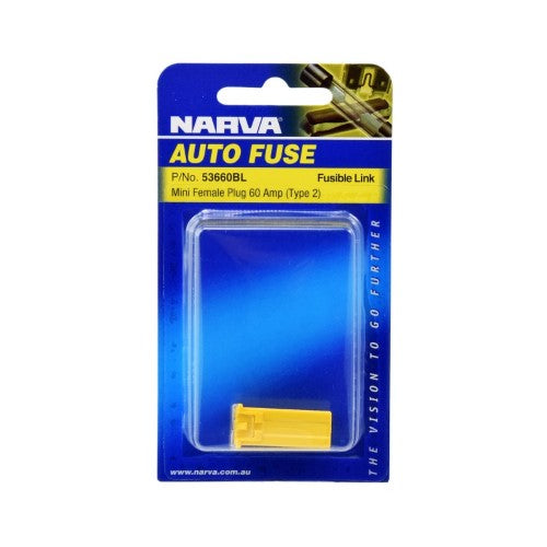 Mini Female Fusible Links - 60 Amp Yellow - Plug In (Blister Pack Of 1)