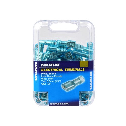 Female Blade Terminal - 6.3 X 0.8mm (Blue - 100 Pack) (56143)