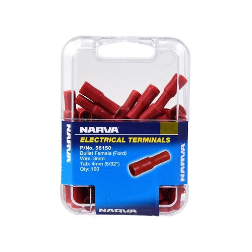 Female Bullet Terminal - 4.0mm (Red - 100 Pack)