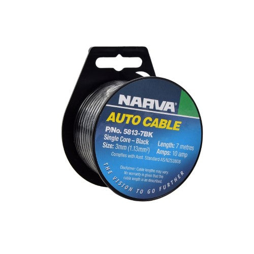10a 3mm Black Single Core Cable (7m)