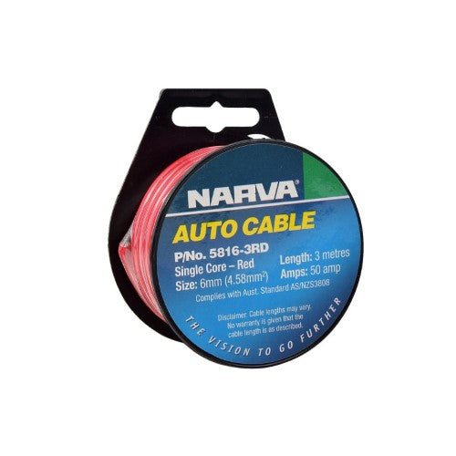50a 6mm Red Single Core Cable (3m)