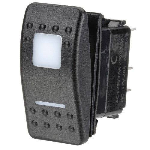 12 / 24v Off / Momentary (On) Led Illuminated Sealed Rocker Switch (Red)