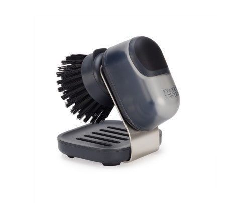 SinkTech Soap-dispensing palm brush with stainless-steel storage stand - Joseph Joseph