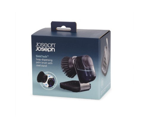 SinkTech Soap-dispensing palm brush with stainless-steel storage stand - Joseph Joseph