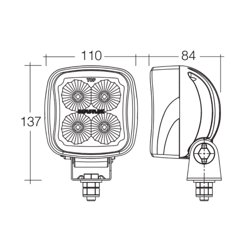 Narva - W/Lamp Led 9-64v Square 1200lm
