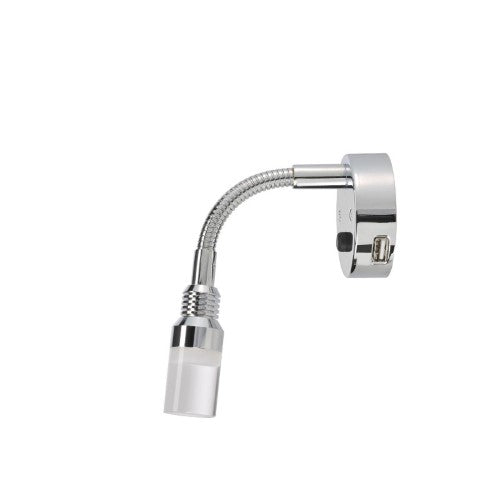 12V INTERIOR LAMP W TOUCH SWITCH AND 2A USB SOCKET SILVER