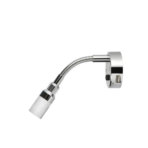 12V INTERIOR LAMP W TOUCH SWITCH AND 2A USB SOCKET SILVER