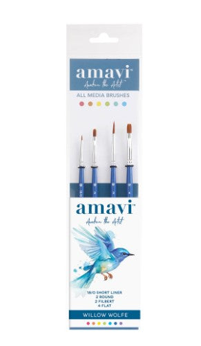 Willow Wolfe Amavi Details Golden Taklon Brush SetDetails Set