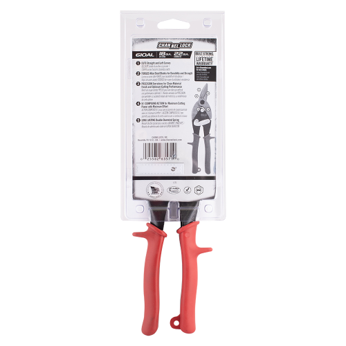 CHANNELLOCK Red Straight Aviation Snip - Left Cut