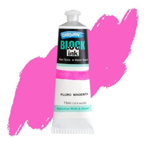 Derivan 75ml Block Inks FLURO MAGENTA