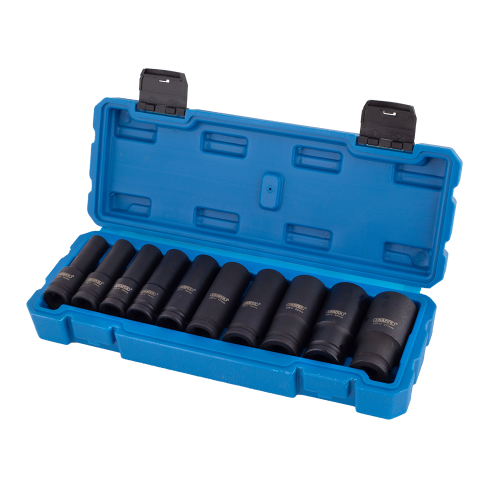 DRAPER 10pc Metric Deep Impact Socket Set (1/2" Sq. Dr)