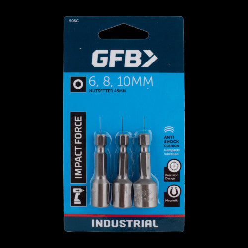 GFB 3pc Magnetic Nutsetter Set (6, 8, 10mm x 45mm)