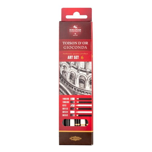 Koh-I-Noor Gioconda Black And White Pencils & Eraser Set of 5