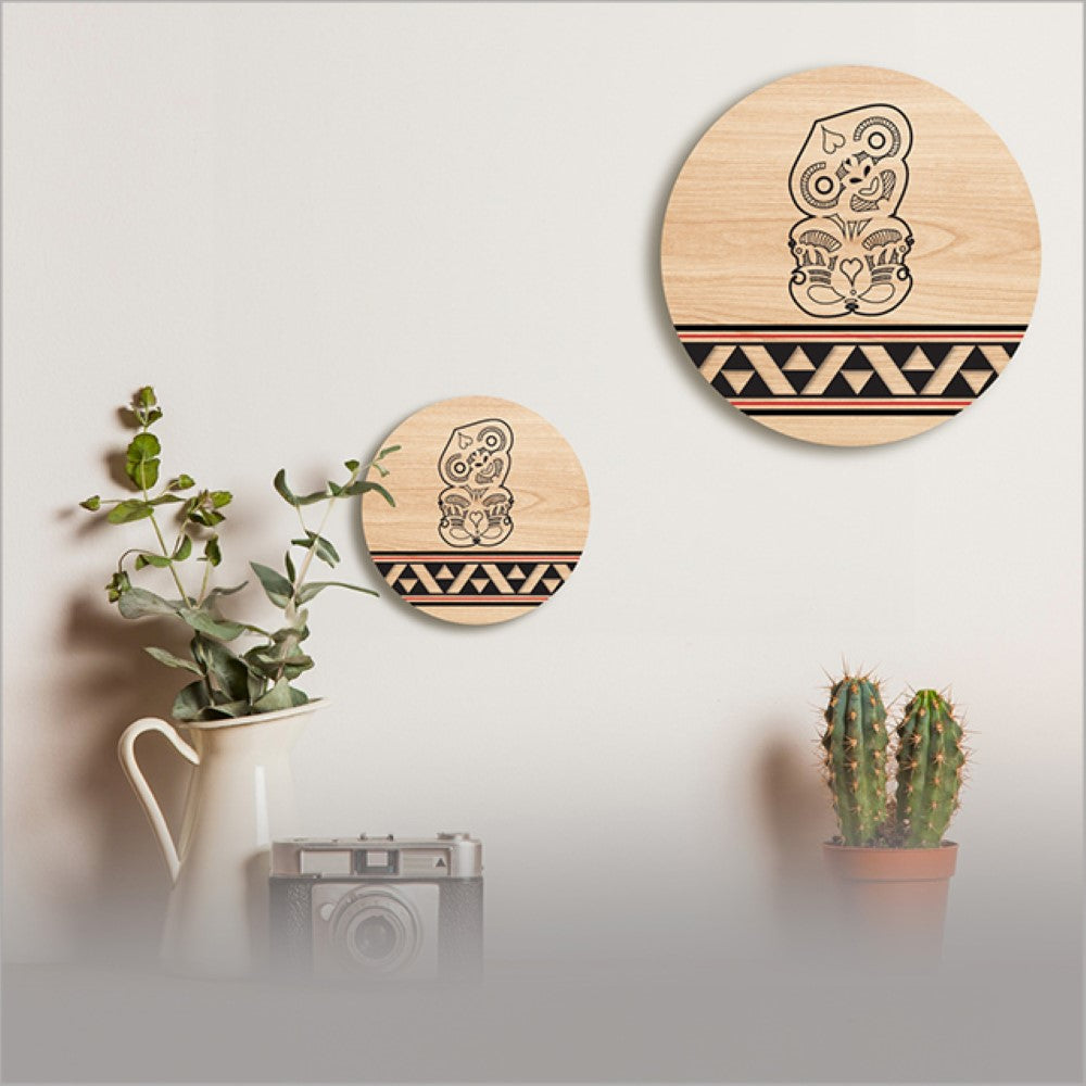 Wall Art - Canvas Circle Taniko Series Hei Tiki (Small)