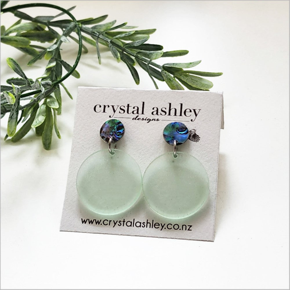 Earrings Set - Round Acrylic + Paua