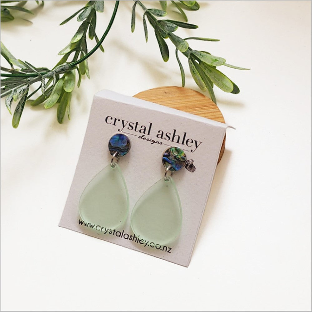 Earrings Set - Teardrop  Acrylic + Paua