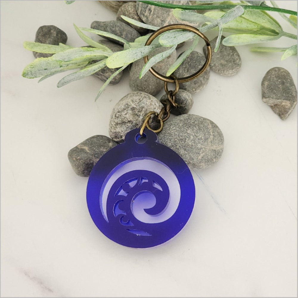 Keychain - Koru (Blue Satin Acrylic)
