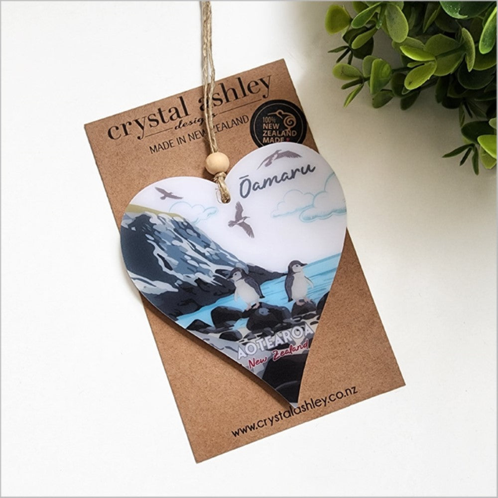 Hanging Ornament - Printed Heart 22 (Oamaru 1)