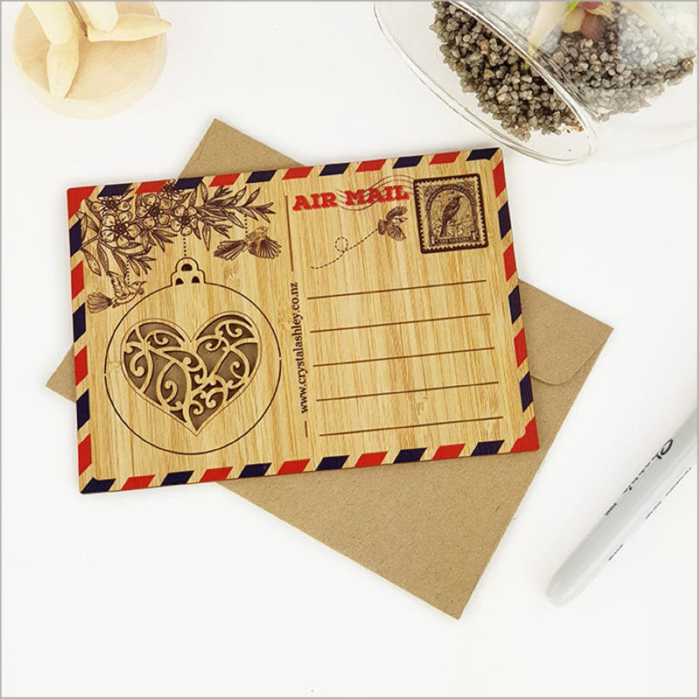 Bamboo Postcard - KWW Heart Bauble (15.6 x 11cm)