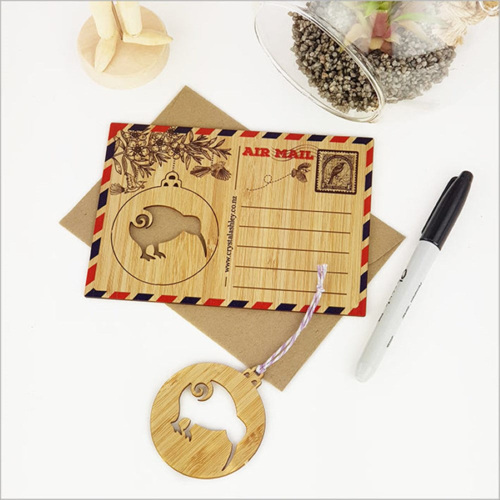 Bamboo Postcard - Kiwi Bauble (15.6 x 11cm)