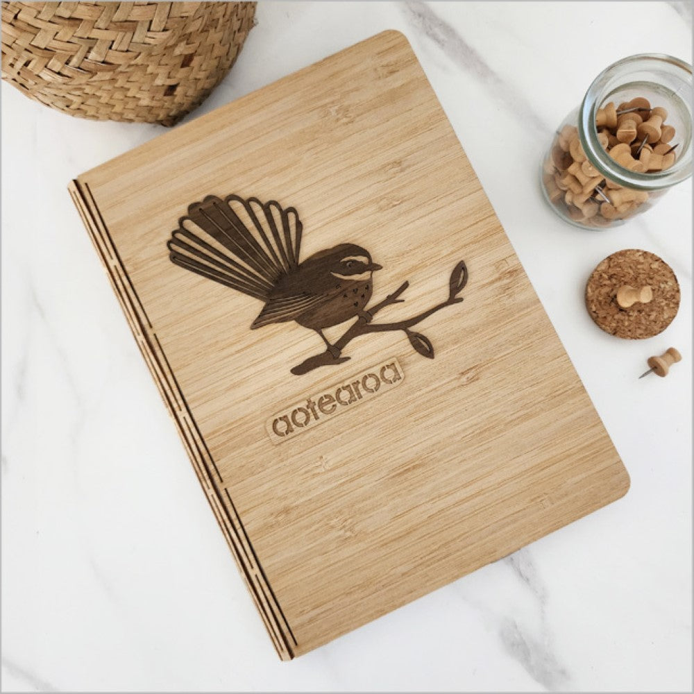 Bamboo Journal - Piwakawaka/Fantail River Rimu Veneer (17.5 x 23cm)
