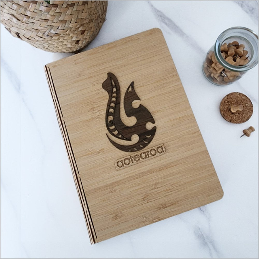 Bamboo Journal - Hei Matau River Rimu Veneer (17.5 x 23cm)