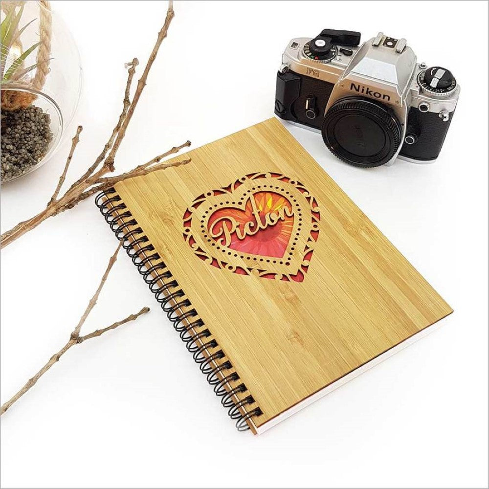 Small Bamboo Journal - Heart + Picton (16 x 21cm)