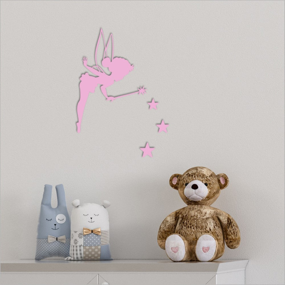 Wall Art - Tinkerbell 2 with Stars (Pink MDF)