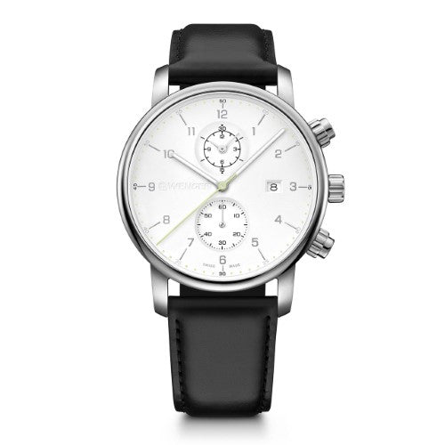Watch - WENGER Urban Classic Chrono 42mm White Dial Black Leather
