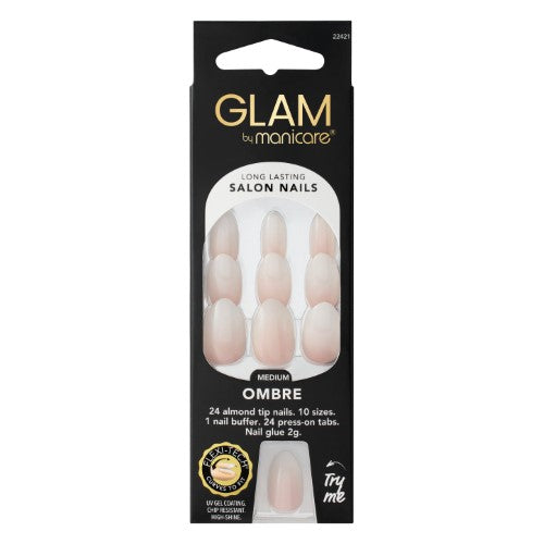 Press on Nail Kit - Glam by Manicare Ombre Medium Almond (6 Packs)