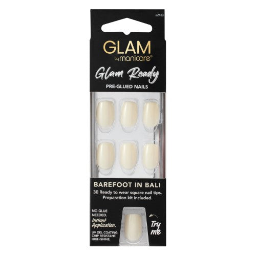 Press on Nail Kit - Glam by Manicare Ready Pre Glued Barefoot in Bali (6 Packs)