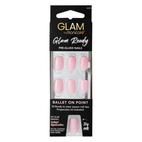 Press on Nail Kit - Glam by Manicare Ready Pre Glued Ballet on Point (6 Packs)