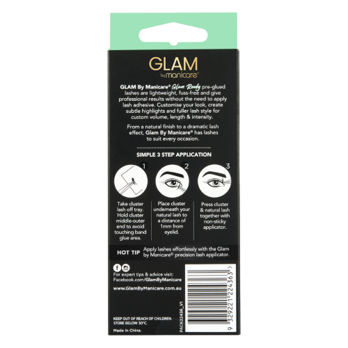 Lashes - Glam by Manicare Glam Ready Pre Glued Cluster Length Jenna (3 Packs)