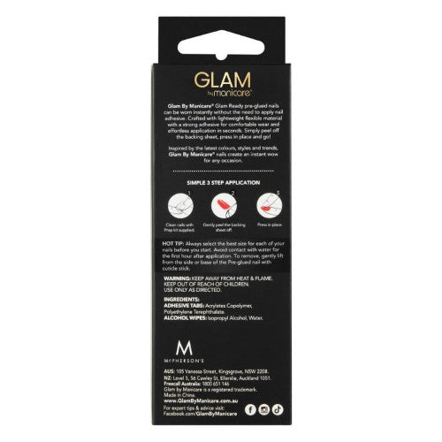 Press on Nail Kit - Glam by Manicare Ready Pre Glued LUXE Candy Apple Red (6 Packs)