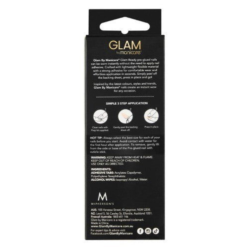 Press on Nail Kit - Glam by Manicare Ready Pre Glued LUXE Let it Shimmer (6 Packs)