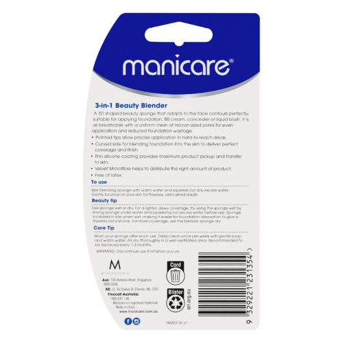 3 in 1 Beauty Blender Sponge - Manicare (Set of 6)