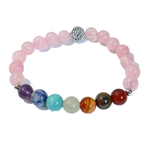 Chakra Bracelet - Rose Quartz with Tree of Life Bead