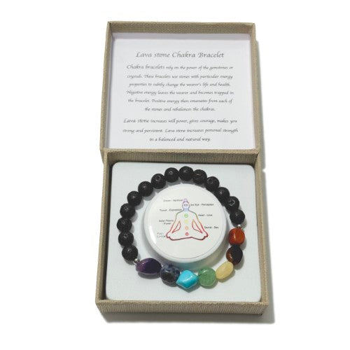 Chakra Bracelet - Tumblestones Lava stone