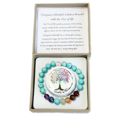 Chakra Bracelet - Turquoise Howlite & Tree of Life Bead