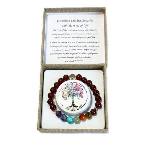 Chakra Bracelet - Carnelian & Tree of Life Bead