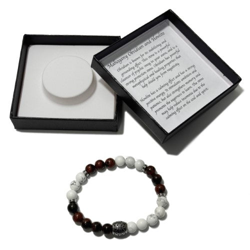 Men's Bracelet - Mahogany Obsidian & American Howlite