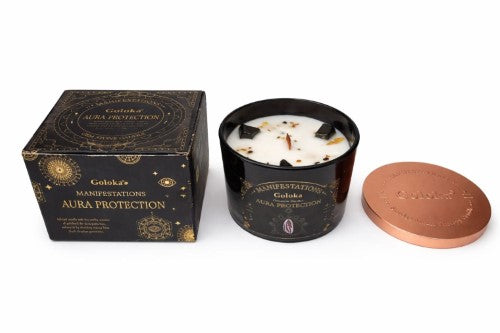 Infused Candle - Goloka Manifestations Aura Protection 9oz (Black Obsidian)
